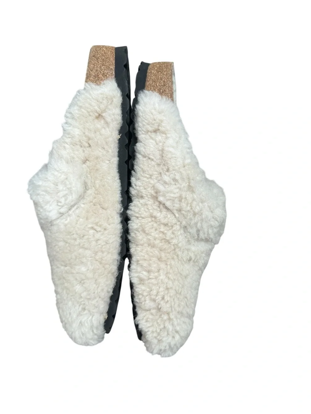 Birkenstock Boston Big Cream Shearling Clog Mule with Gold Buckle